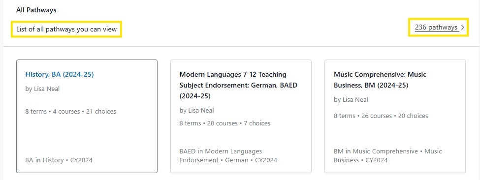 All Pathways page showing pathway cards and a “236 pathways” link.