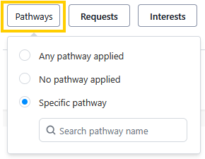 Pathways filter serach criteria 