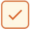 Planned course icon, a light orange colored box with a dark orange checkmark in the center.