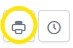 Print Audit Report Icon, Printer icon highlighted with a yellow circle next to a clock icon.
