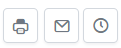 Three icons representing print, email, and recent activity options.
