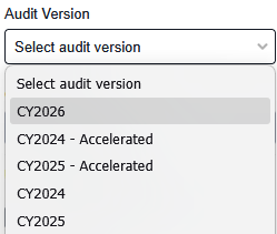 Dropdown to select Audit version year