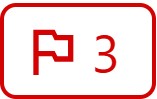 A white rectangle outlined in red, a red flag and number 3 in the center of the rectangle.