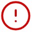 A white circle outlined in red with a red exclamation point in the center. 