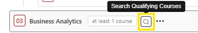 Course search icon button next to the qualifying courses search field.
