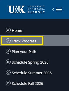 Stellic navigation menu with the Track Progress option highlighted.