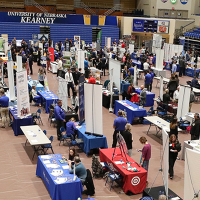 career fair in the health and sports center