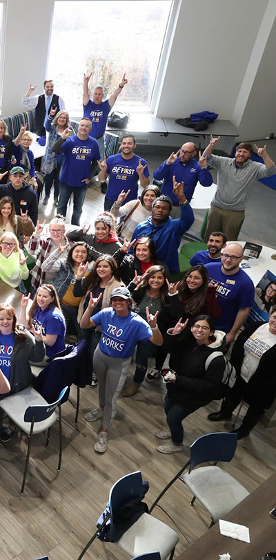 unk first gen people posing for a photo in the student union