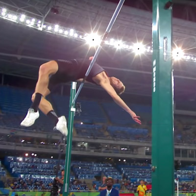 man pole-vaulting