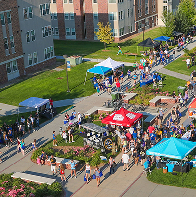 Ariel view of blue gold showcase