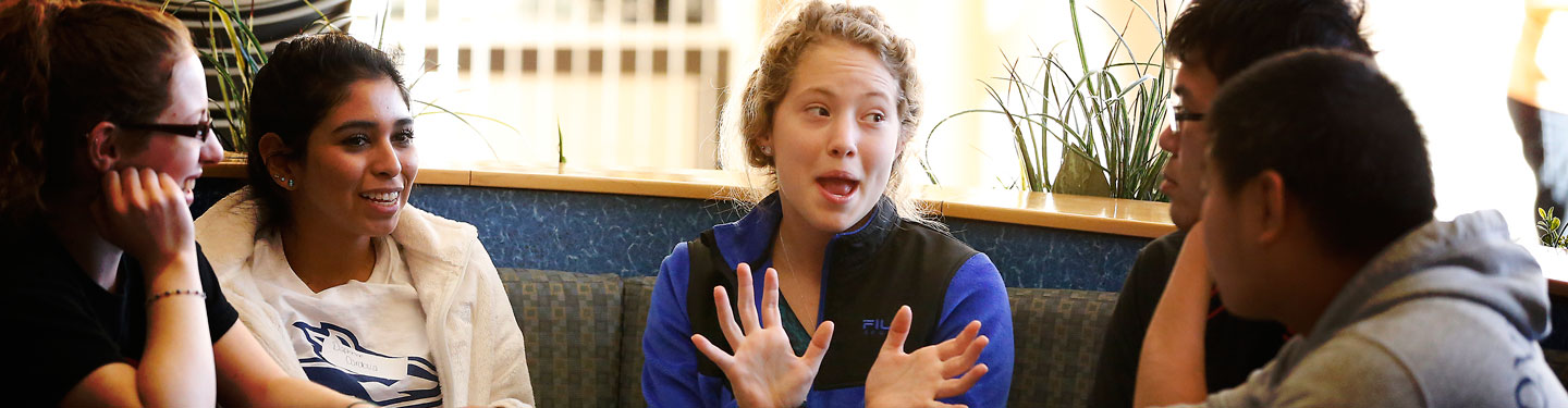 Students at Campus conversation table