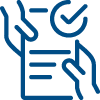 hands exchanging document with check mark