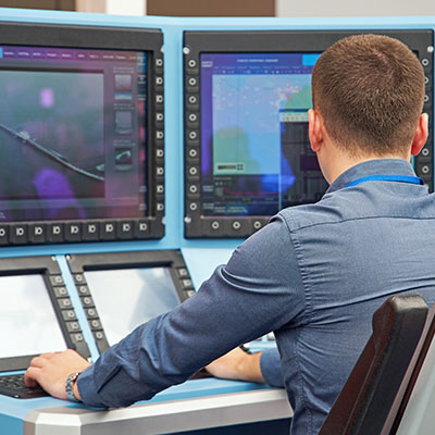 Flight controller at his desk