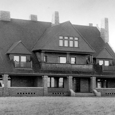 an old black and white photograph of the frank house